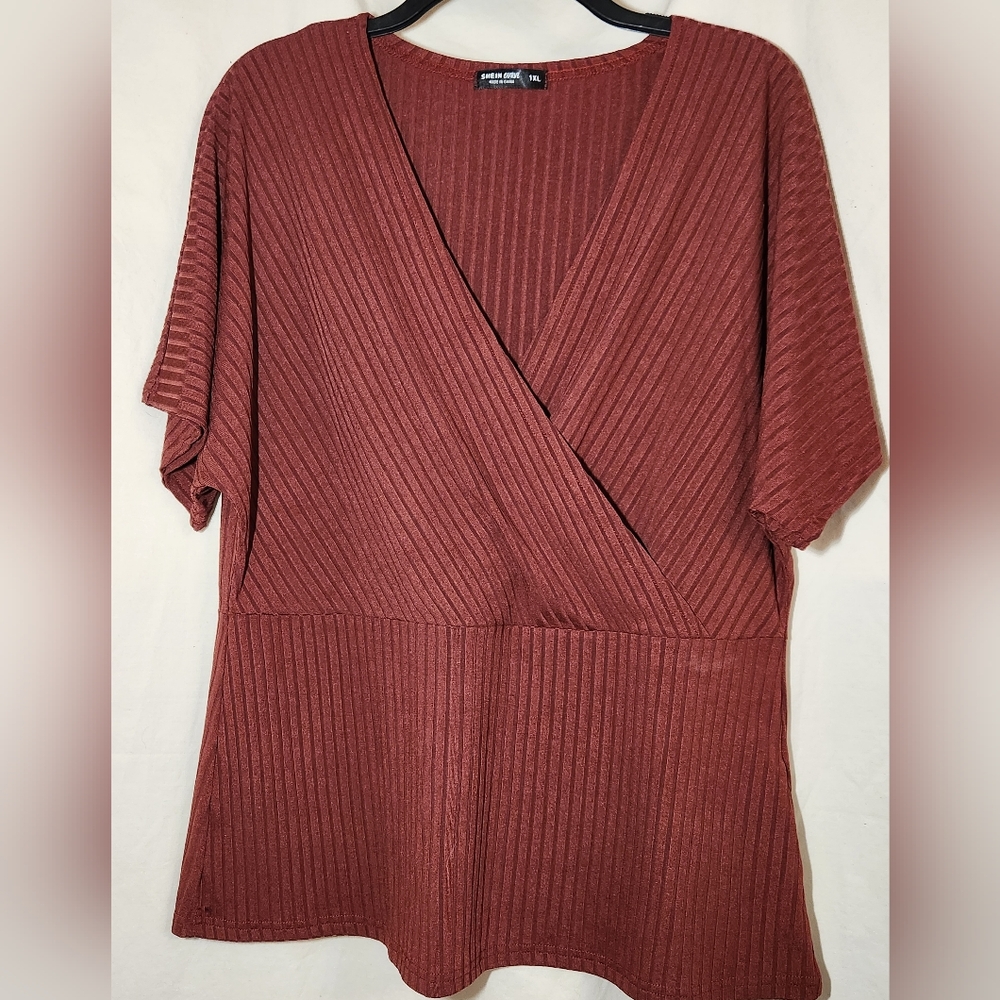 Shein Curve faux wrap shirt